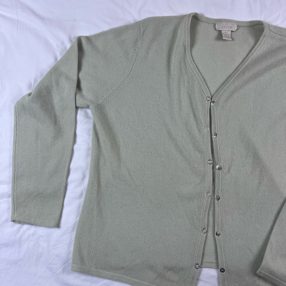 J. Jill 100% Cashmere long sleeve cardigan light green XL Tall